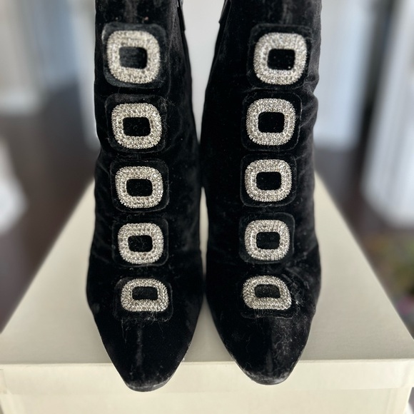 Manolo Blahnik Black Boots with Silver Embellishments